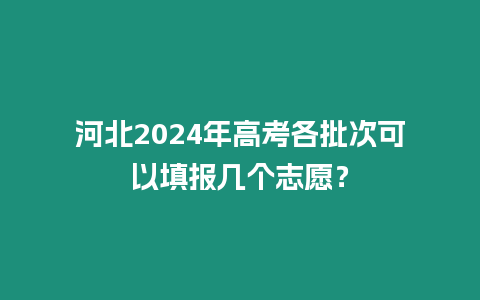 河北2024年高考各批次可以填報(bào)幾個(gè)志愿？