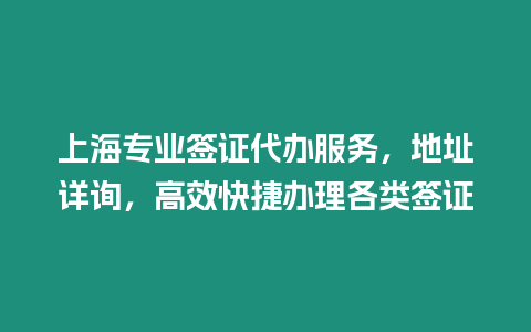 上海專業簽證代辦服務，地址詳詢，高效快捷辦理各類簽證