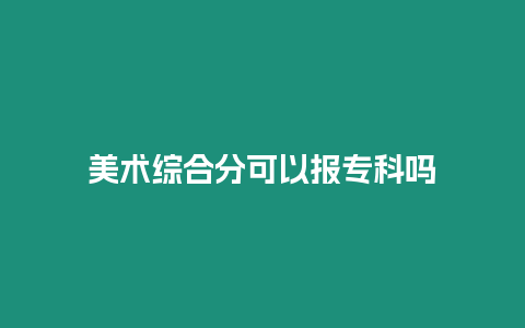 美術綜合分可以報專科嗎