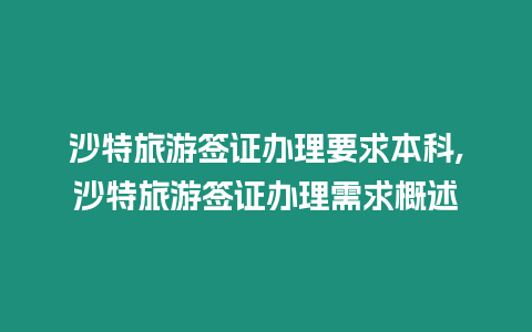 沙特旅游簽證辦理要求本科,沙特旅游簽證辦理需求概述