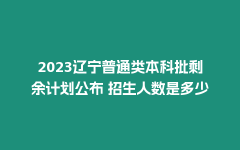 2023遼寧普通類本科批剩余計劃公布 招生人數是多少