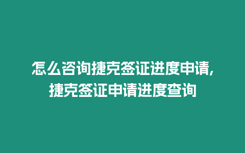 怎么咨詢捷克簽證進度申請,捷克簽證申請進度查詢