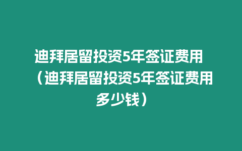 迪拜居留投資5年簽證費用 （迪拜居留投資5年簽證費用多少錢）