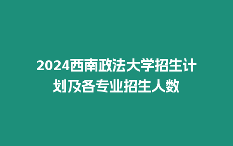 2024西南政法大學招生計劃及各專業招生人數