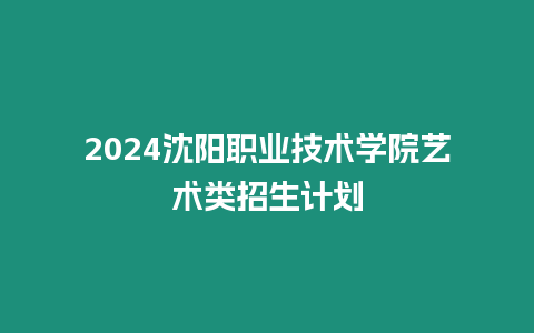 2024沈陽職業技術學院藝術類招生計劃