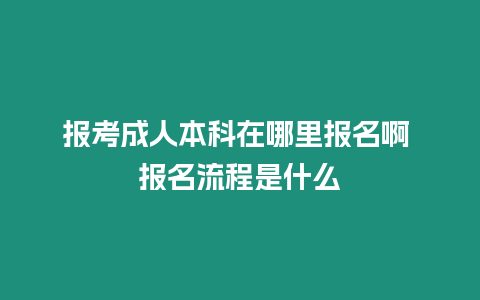 報考成人本科在哪里報名啊 報名流程是什么