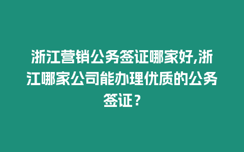 浙江營銷公務簽證哪家好,浙江哪家公司能辦理優質的公務簽證？