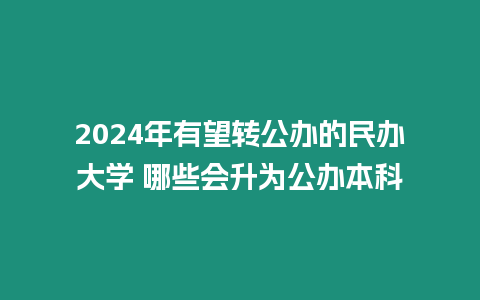 2024年有望轉公辦的民辦大學 哪些會升為公辦本科