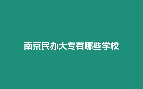 南京民辦大專有哪些學校