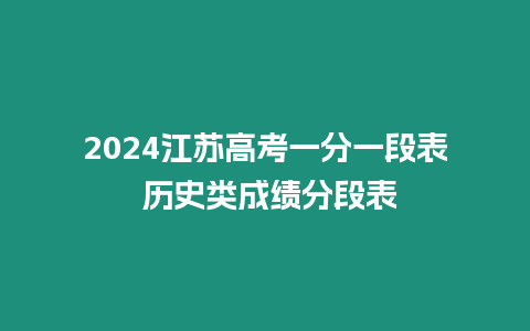 2024江蘇高考一分一段表 歷史類成績分段表