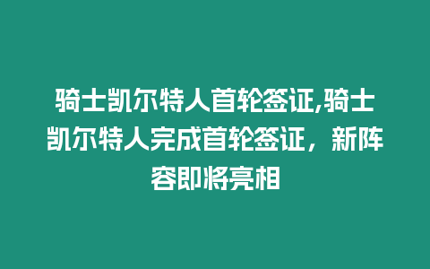 騎士凱爾特人首輪簽證,騎士凱爾特人完成首輪簽證，新陣容即將亮相