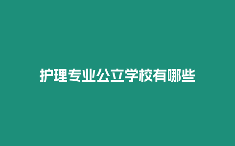 護理專業公立學校有哪些