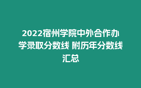 2022宿州學院中外合作辦學錄取分數線 附歷年分數線匯總