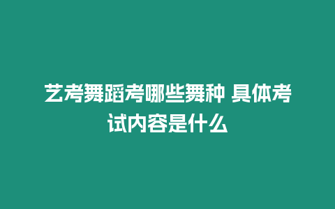 藝考舞蹈考哪些舞種 具體考試內(nèi)容是什么