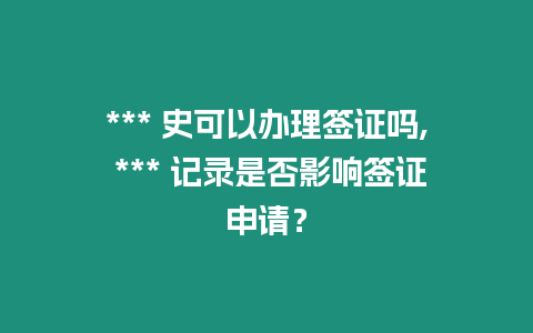 *** 史可以辦理簽證嗎, *** 記錄是否影響簽證申請？