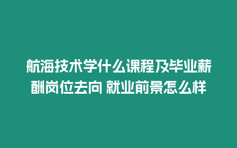 航海技術學什么課程及畢業薪酬崗位去向 就業前景怎么樣