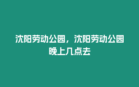 沈陽勞動公園，沈陽勞動公園晚上幾點去