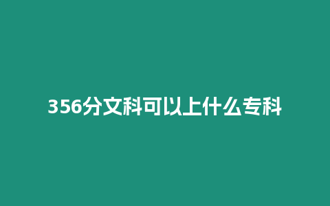 356分文科可以上什么專科