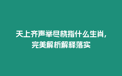 天上齊聲舉盡橈指什么生肖,完美解析解釋落實