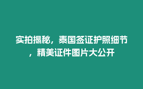 實拍揭秘，泰國簽證護照細節，精美證件圖片大公開