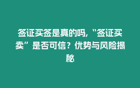 簽證買簽是真的嗎,“簽證買賣”是否可信？優(yōu)勢與風(fēng)險揭秘