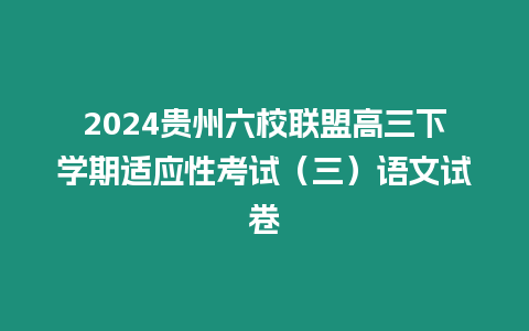 2024貴州六校聯盟高三下學期適應性考試（三）語文試卷