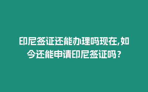 印尼簽證還能辦理嗎現在,如今還能申請印尼簽證嗎？