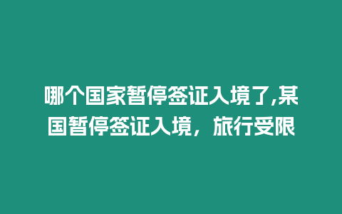 哪個國家暫停簽證入境了,某國暫停簽證入境，旅行受限