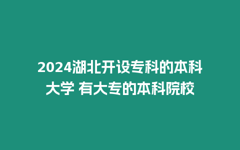 2024湖北開設專科的本科大學 有大專的本科院校