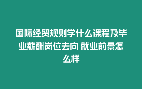 國際經(jīng)貿(mào)規(guī)則學(xué)什么課程及畢業(yè)薪酬崗位去向 就業(yè)前景怎么樣