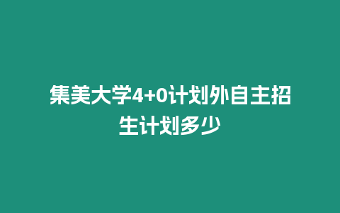 集美大學4+0計劃外自主招生計劃多少