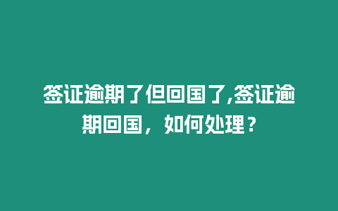 簽證逾期了但回國了,簽證逾期回國，如何處理？