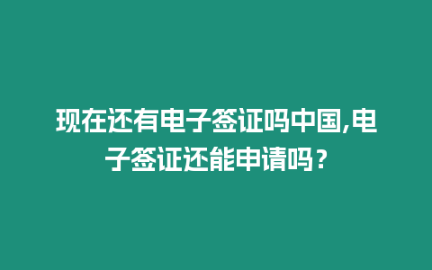 現在還有電子簽證嗎中國,電子簽證還能申請嗎？