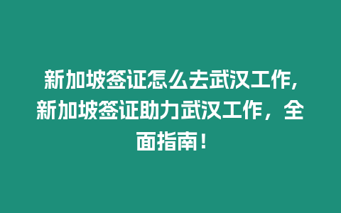 新加坡簽證怎么去武漢工作,新加坡簽證助力武漢工作，全面指南！