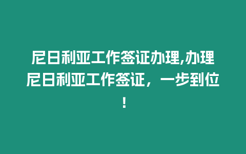 尼日利亞工作簽證辦理,辦理尼日利亞工作簽證，一步到位！