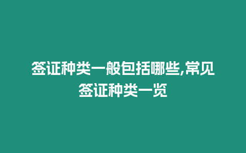 簽證種類一般包括哪些,常見簽證種類一覽