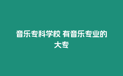 音樂?？茖W校 有音樂專業的大專