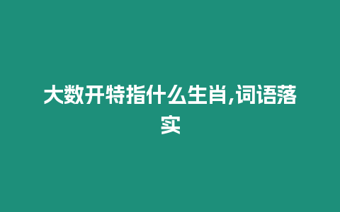 大數開特指什么生肖,詞語落實