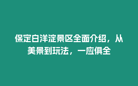 保定白洋淀景區全面介紹，從美景到玩法，一應俱全