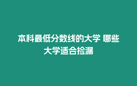 本科最低分數線的大學 哪些大學適合撿漏