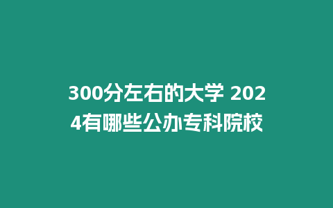 300分左右的大學 2024有哪些公辦專科院校