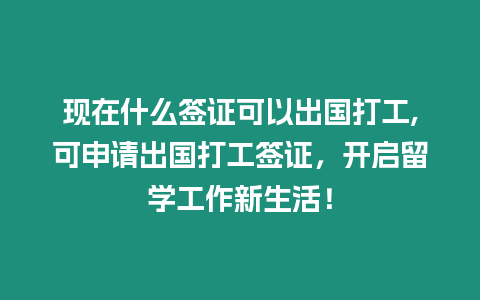 現在什么簽證可以出國打工,可申請出國打工簽證，開啟留學工作新生活！