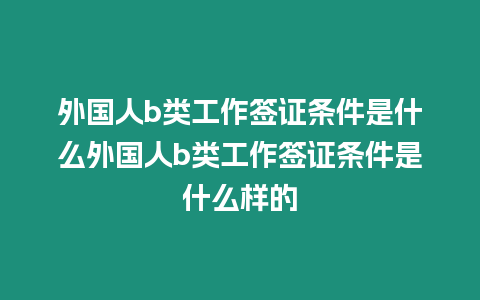 外國人b類工作簽證條件是什么外國人b類工作簽證條件是什么樣的