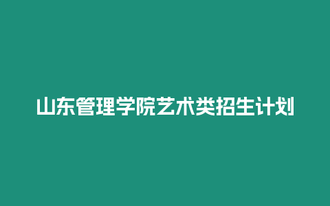 山東管理學院藝術類招生計劃