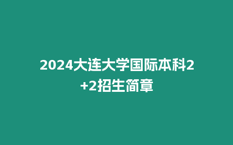 2024大連大學國際本科2+2招生簡章