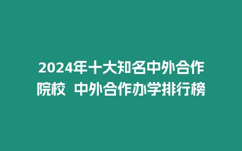 2024年十大知名中外合作院校??中外合作辦學排行榜