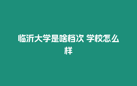 臨沂大學是啥檔次 學校怎么樣