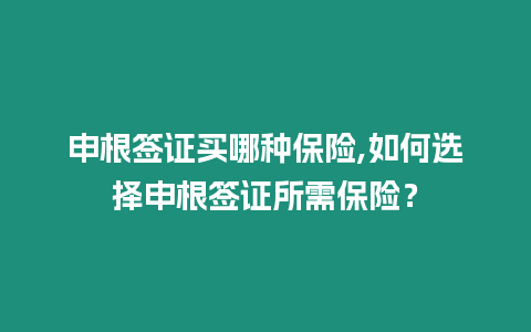 申根簽證買哪種保險,如何選擇申根簽證所需保險？