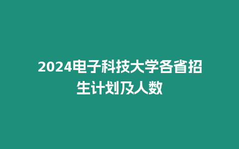 2024電子科技大學各省招生計劃及人數