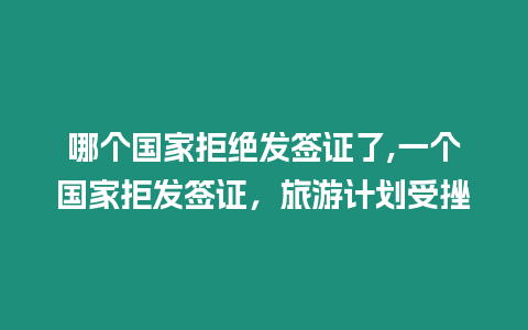 哪個國家拒絕發簽證了,一個國家拒發簽證，旅游計劃受挫